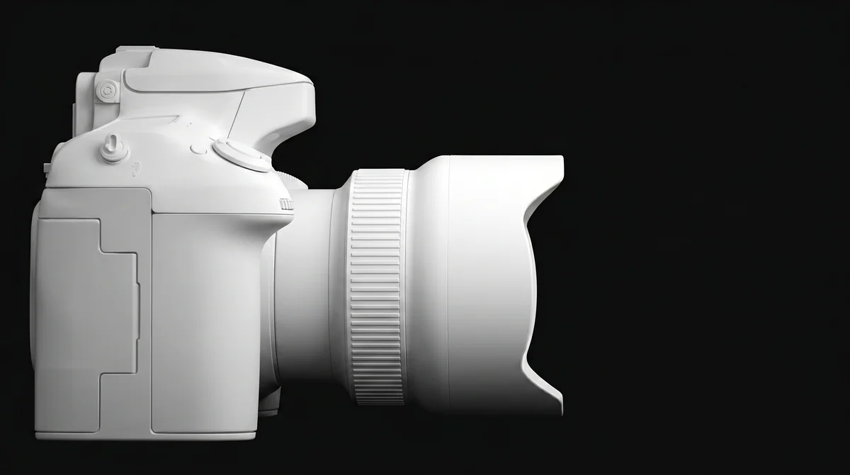 White DSLR camera profile on black backdrop — image tools preview